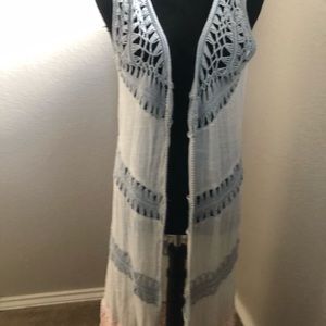 Long crochet and cotton vest
